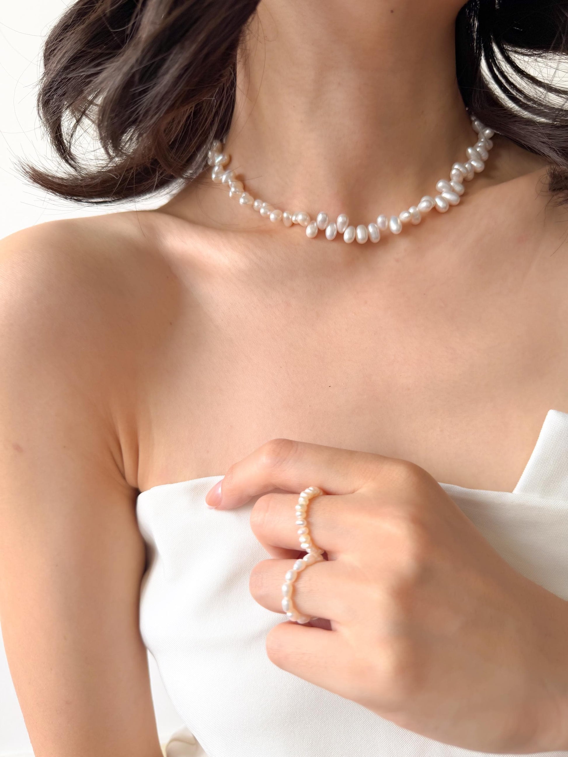 Additional view of freshwater baroque pearl necklace by Le Jardin Perles