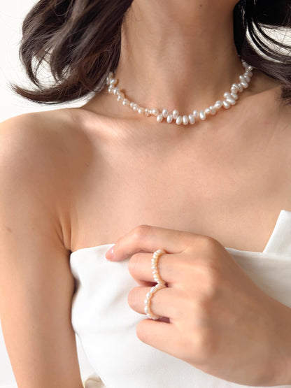 Additional view of freshwater baroque pearl necklace by Le Jardin Perles