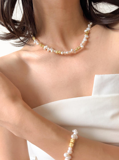 Additional view of aurora like luster pearl necklace by Le Jardin Perles