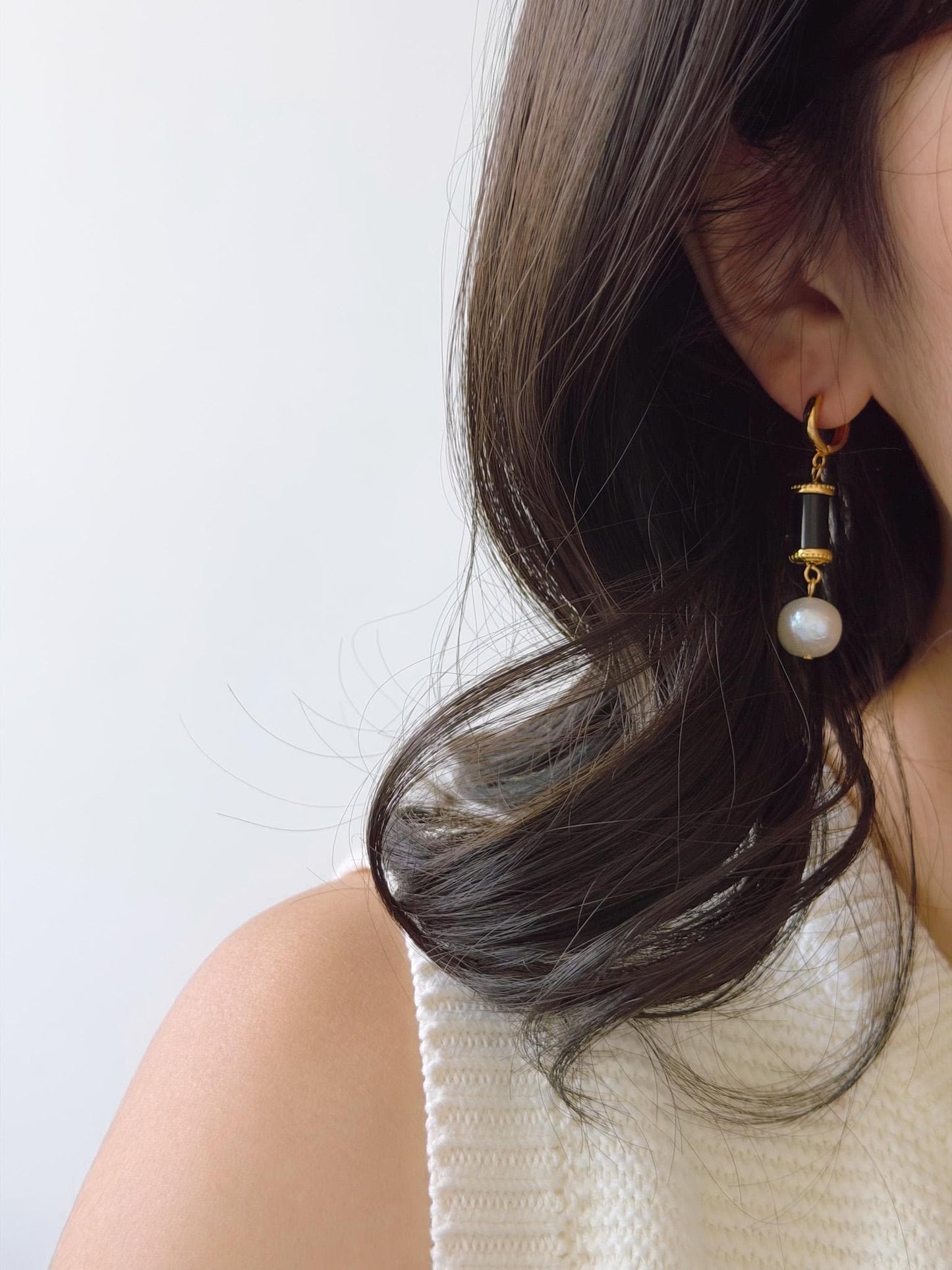 Red Enamel 18k Gold Plated Drop Earrings by Le Jardin Perles