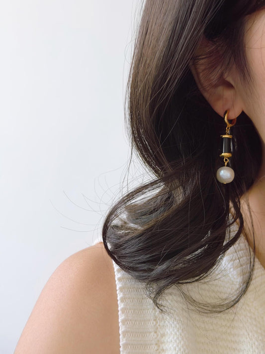 Red Enamel 18k Gold Plated Drop Earrings by Le Jardin Perles