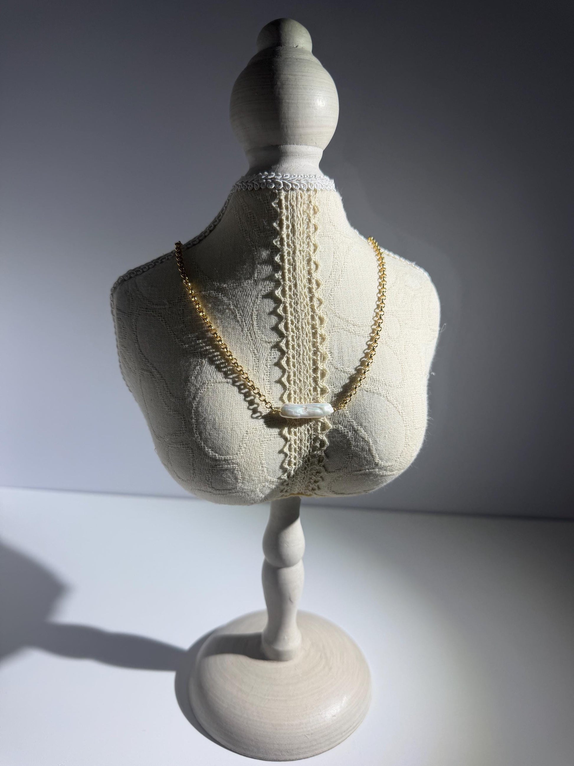Additional view of baroque keshi pearl necklace by Le Jardin Perles