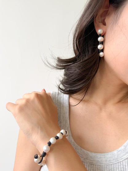 Additional view of freshwater pearl drop earrings by Le Jardin Perles