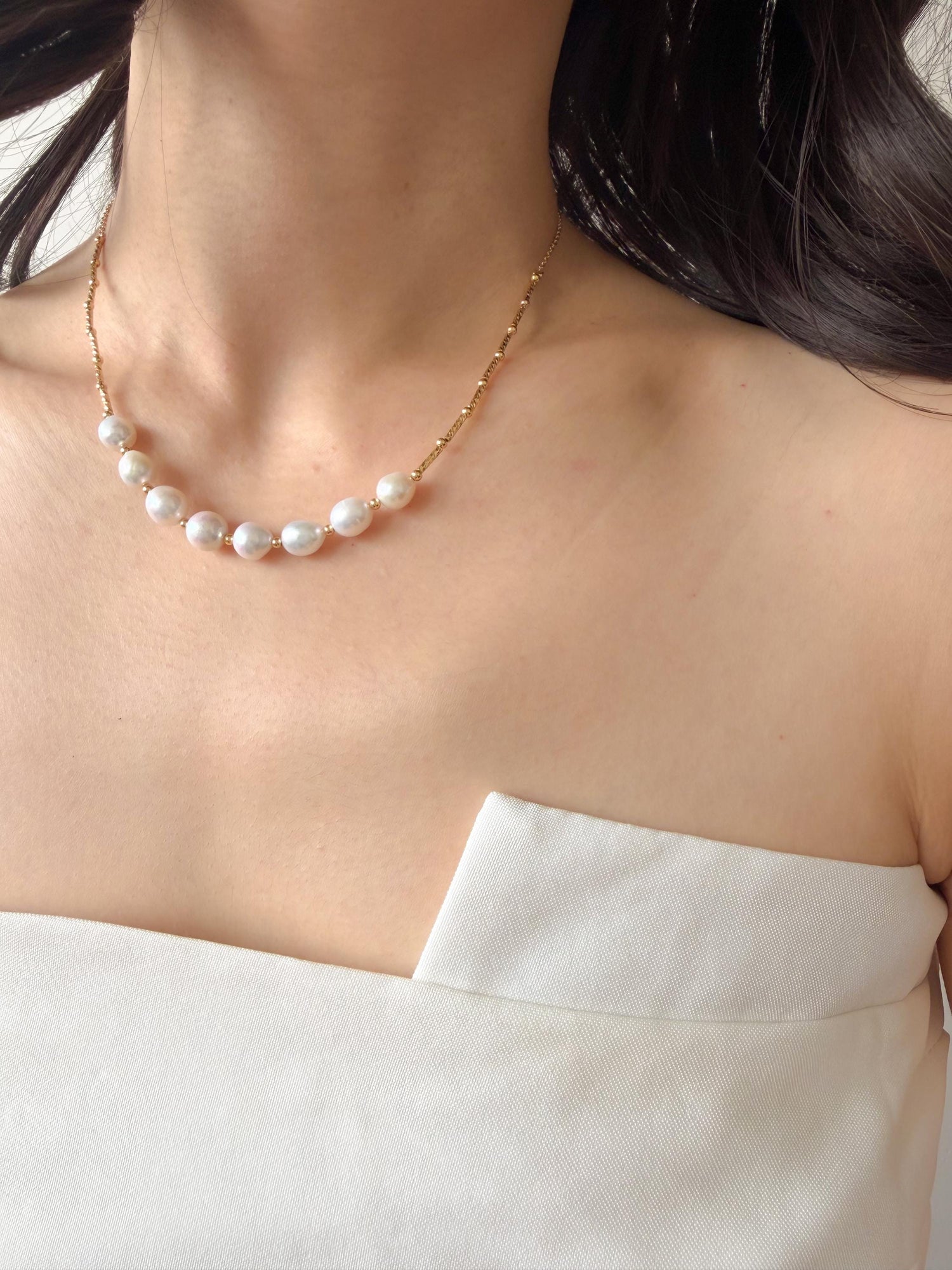18k Gold Plated Freshwater Pearl Necklace by Le Jardin Perles