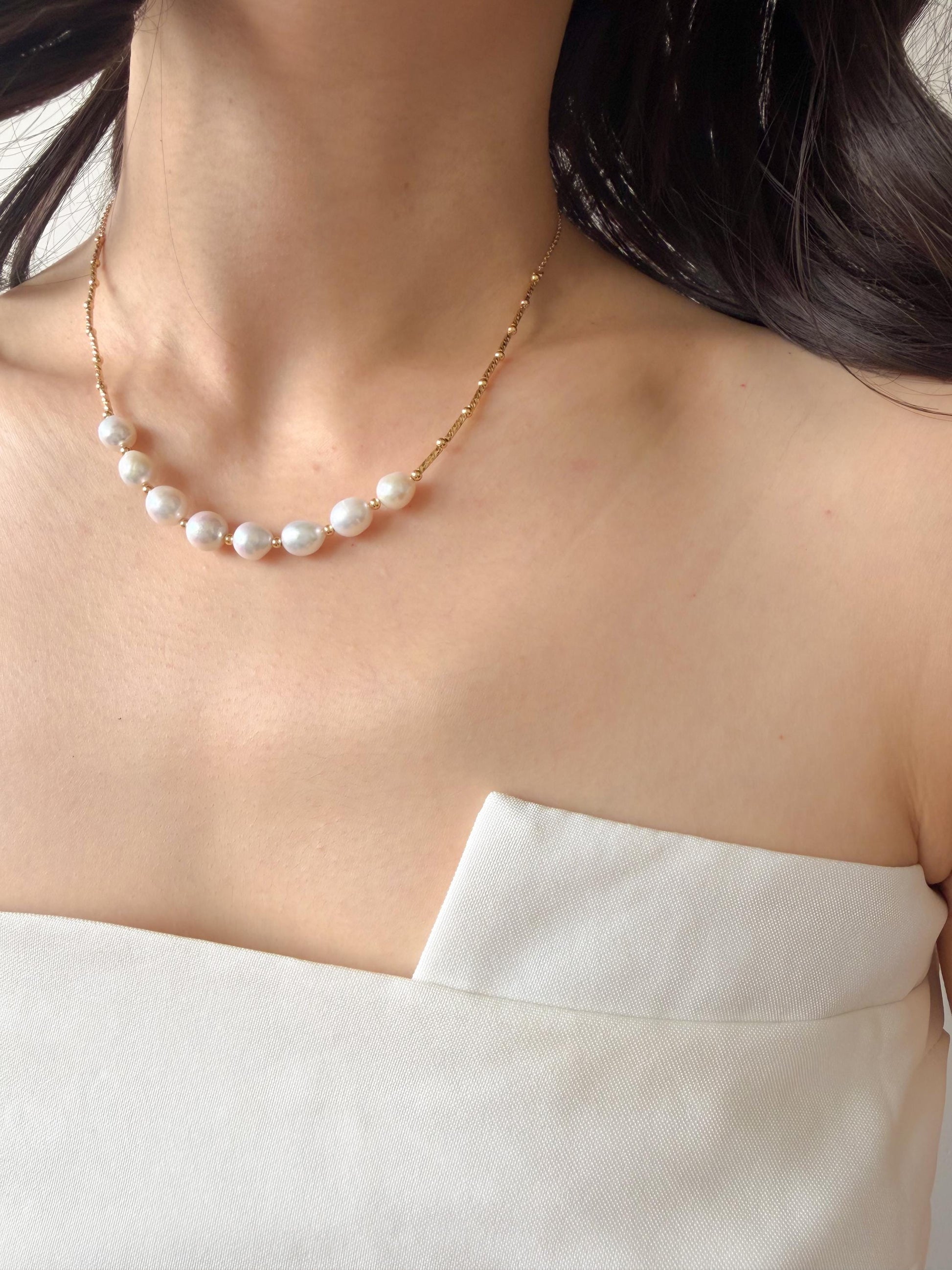 18k Gold Plated Freshwater Pearl Necklace by Le Jardin Perles