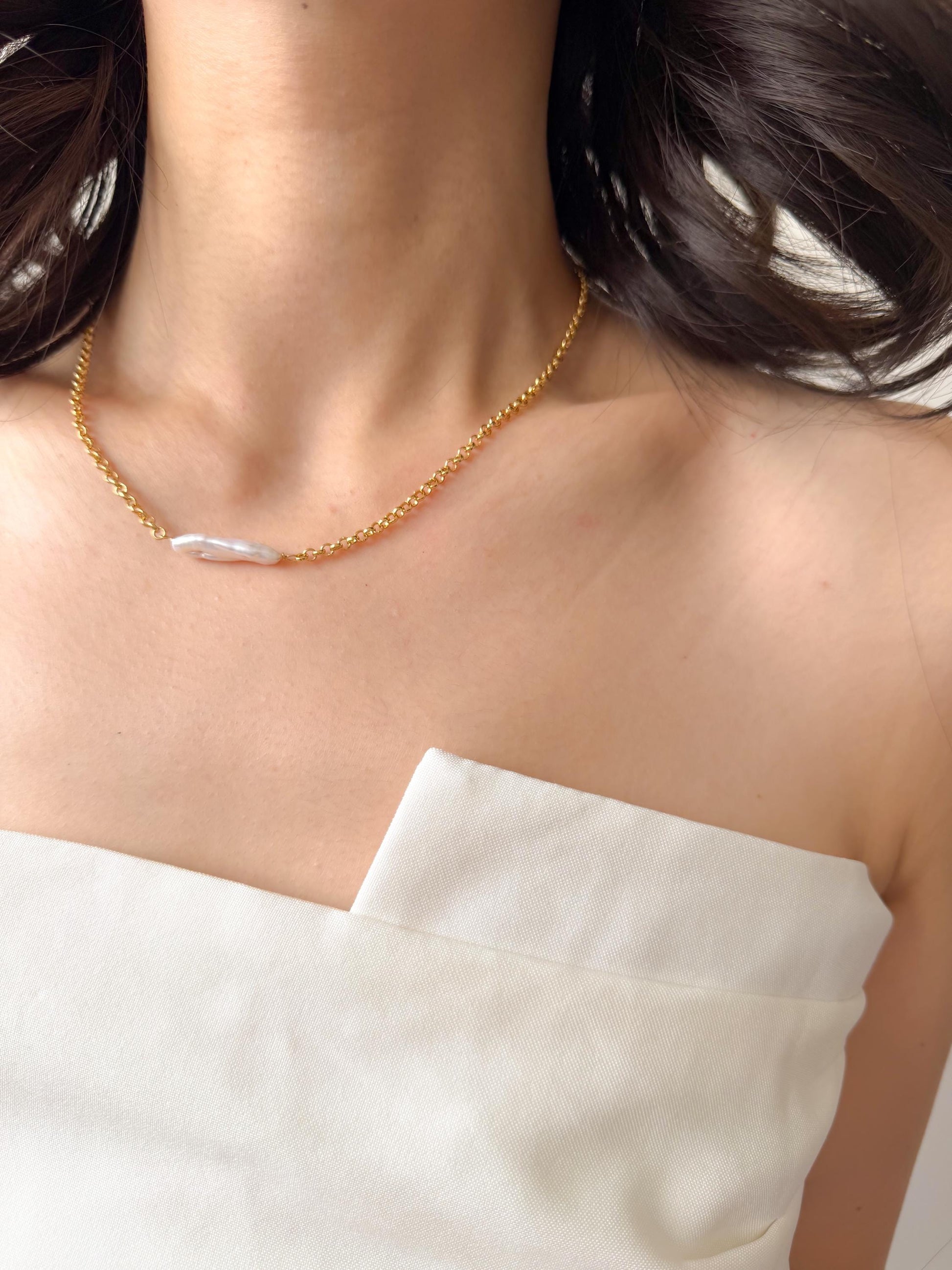 Baroque Keshi Pearl Necklace by Le Jardin Perles