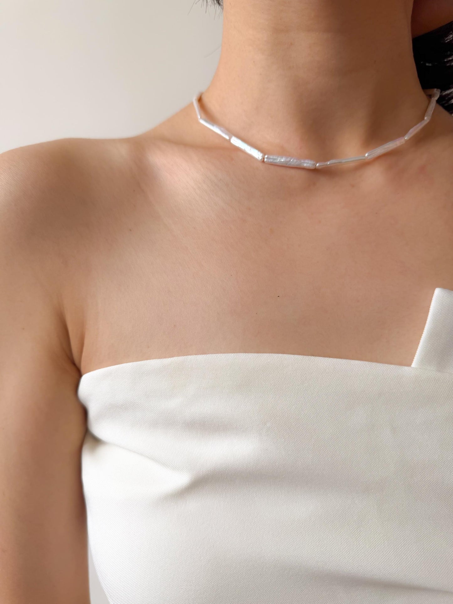 Modern Stick Keshi Pearl Necklace by Le Jardin Perles