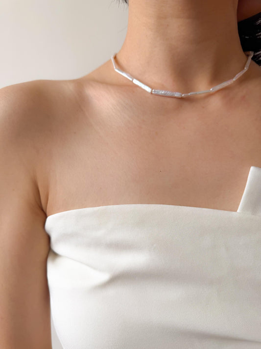 Modern Stick Keshi Pearl Necklace by Le Jardin Perles