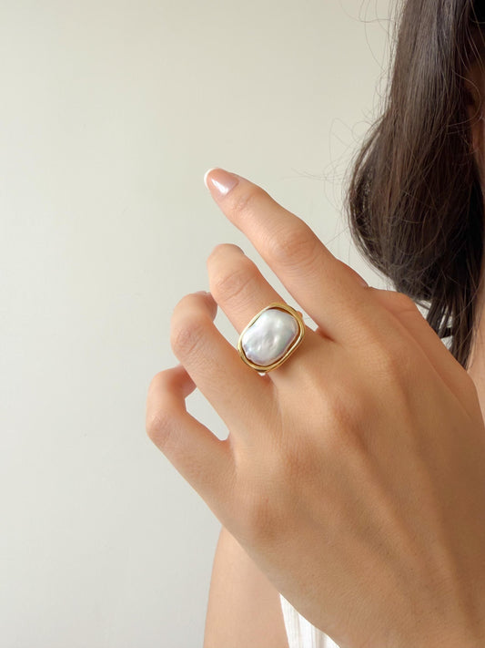 Baroque Keshi Pearl Ring by Le Jardin Perles