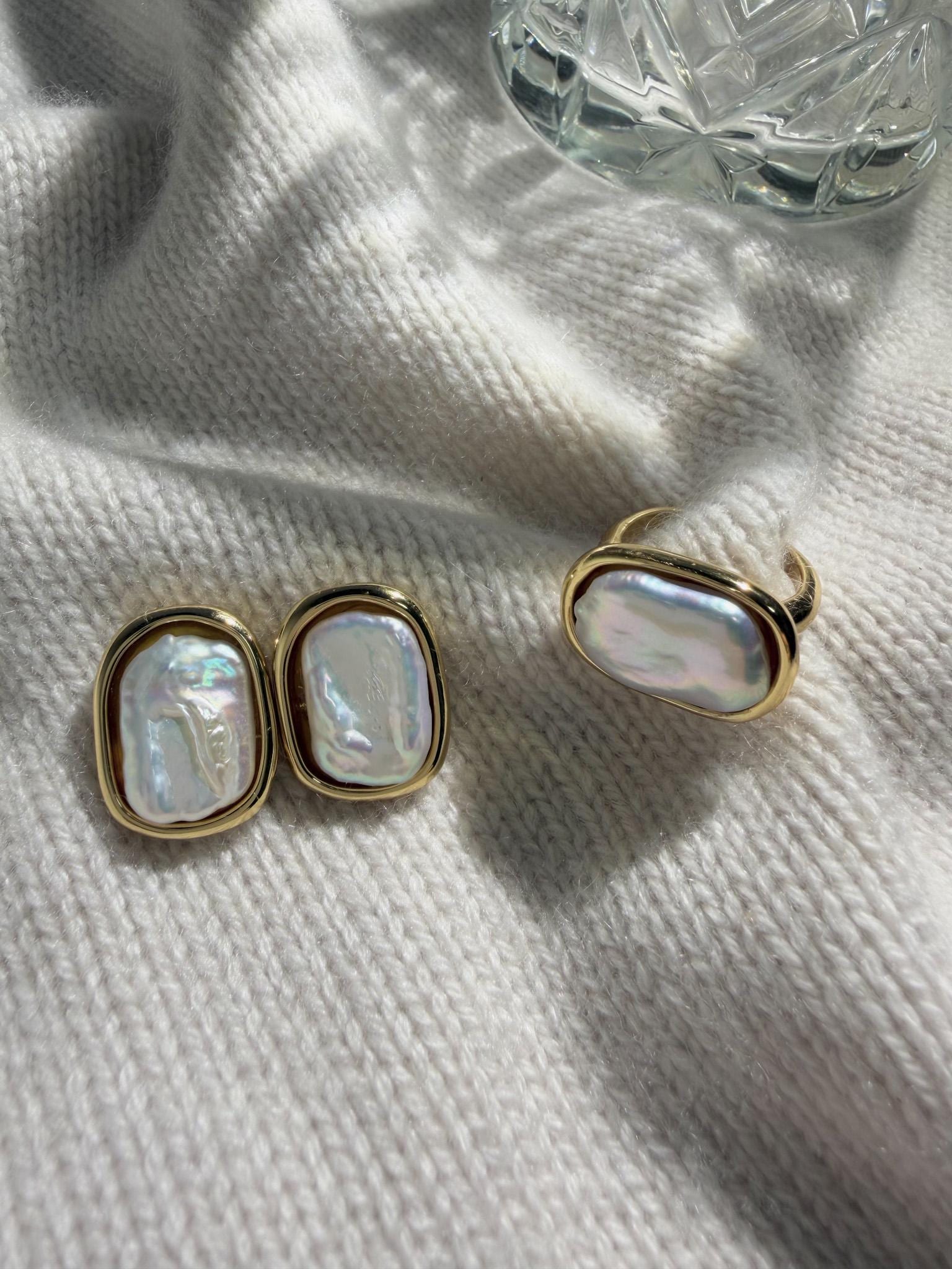 Additional view of baroque keshi pearl ring by Le Jardin Perles