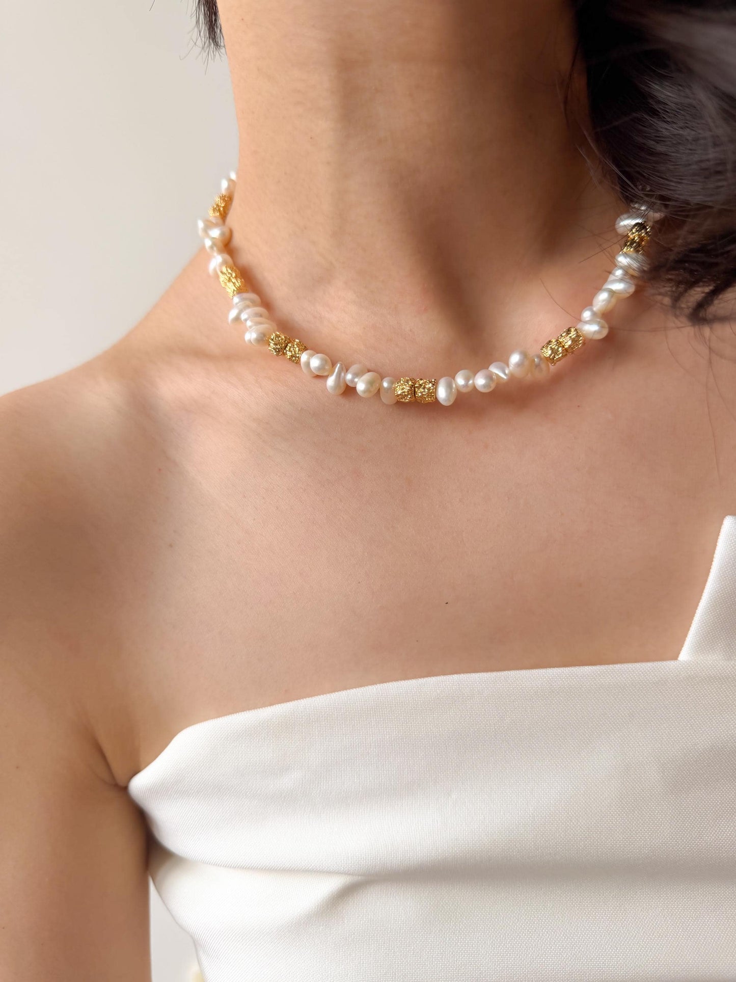 Aurora Like Luster Pearl Necklace by Le Jardin Perles