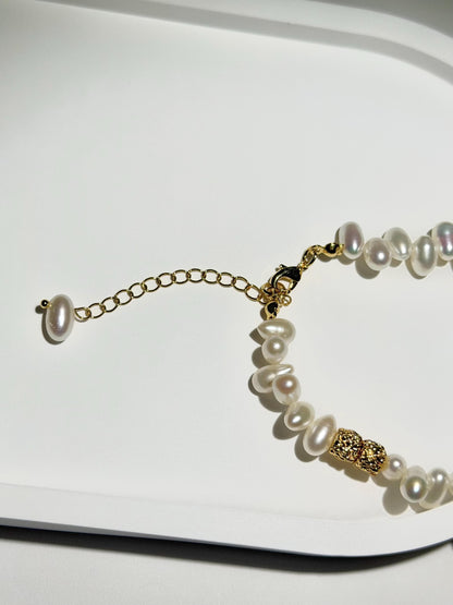 Additional view of aurora like luster pearl bracelet by Le Jardin Perles