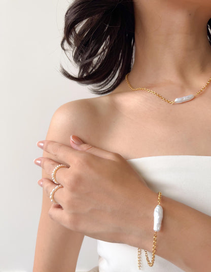 Additional view of baroque keshi pearl necklace by Le Jardin Perles