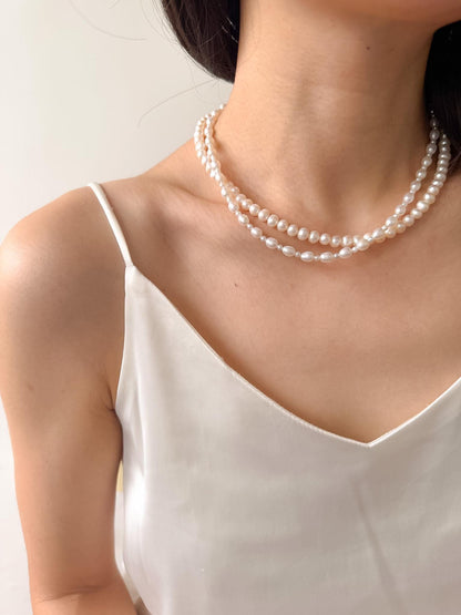 Additional view of layered freshwater pearl necklace by Le Jardin Perles
