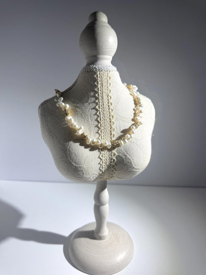 Additional view of aurora like luster pearl necklace by Le Jardin Perles
