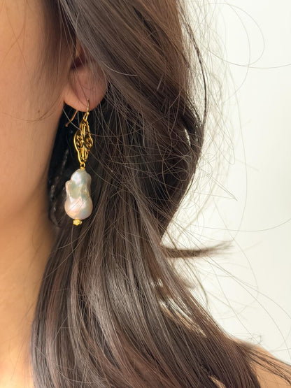 Baroque Pearl Drop Earrings by Le Jardin Perles