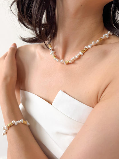 Additional view of aurora like luster pearl bracelet by Le Jardin Perles