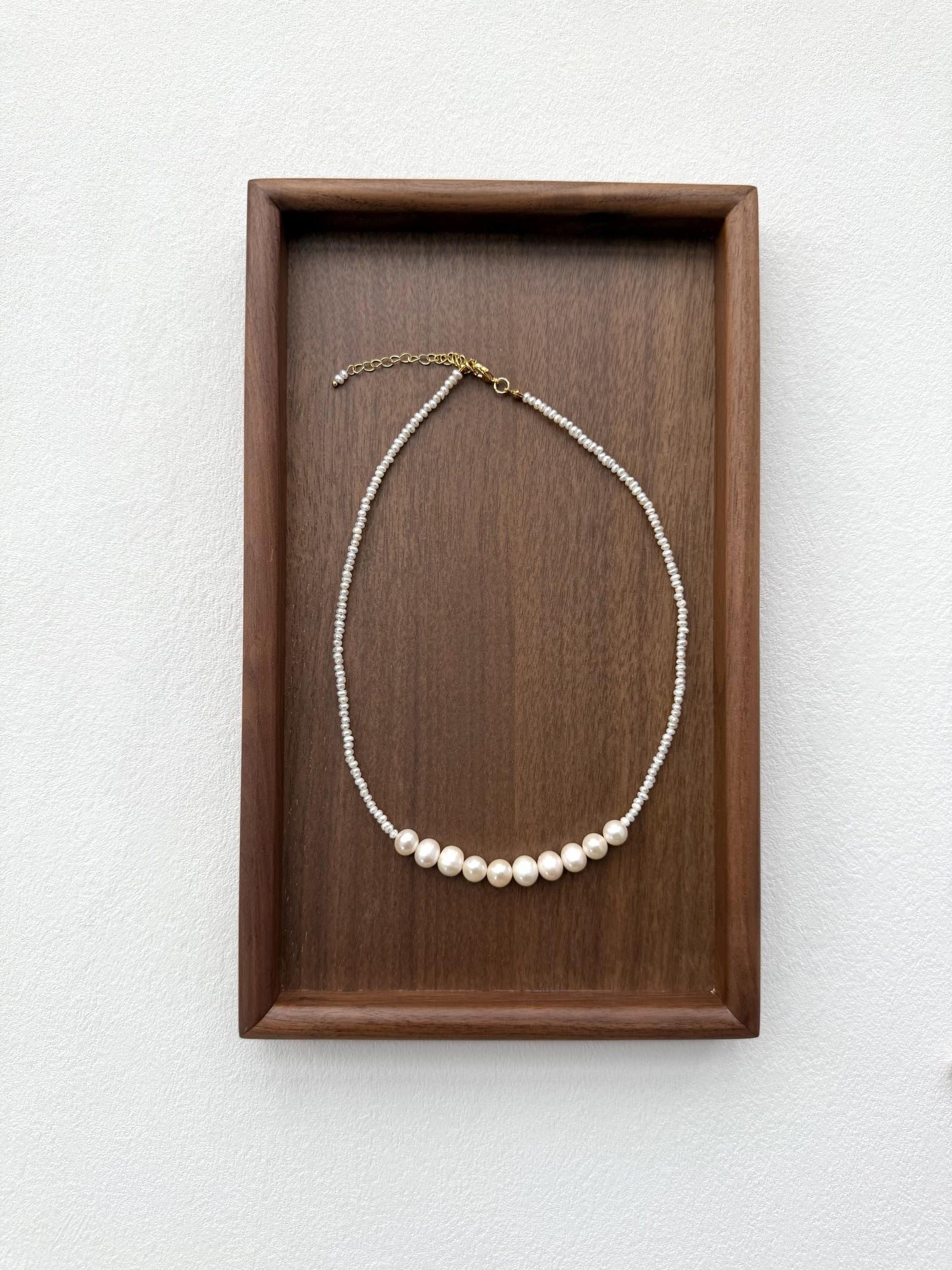 Additional view of delicate freshwater pearl beaded necklace by Le Jardin Perles