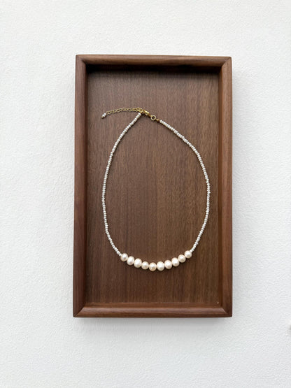 Additional view of delicate freshwater pearl beaded necklace by Le Jardin Perles