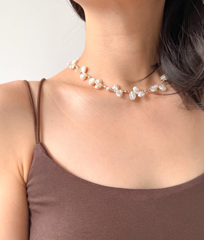 Additional view of baroque keshi pearl necklace by Le Jardin Perles