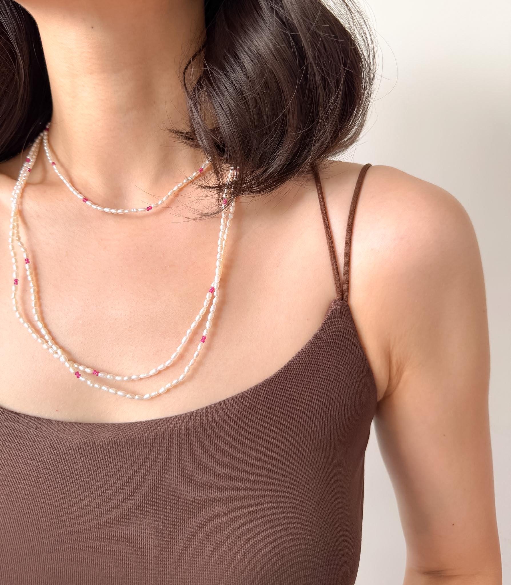 Additional view of layered pearl necklace by Le Jardin Perles