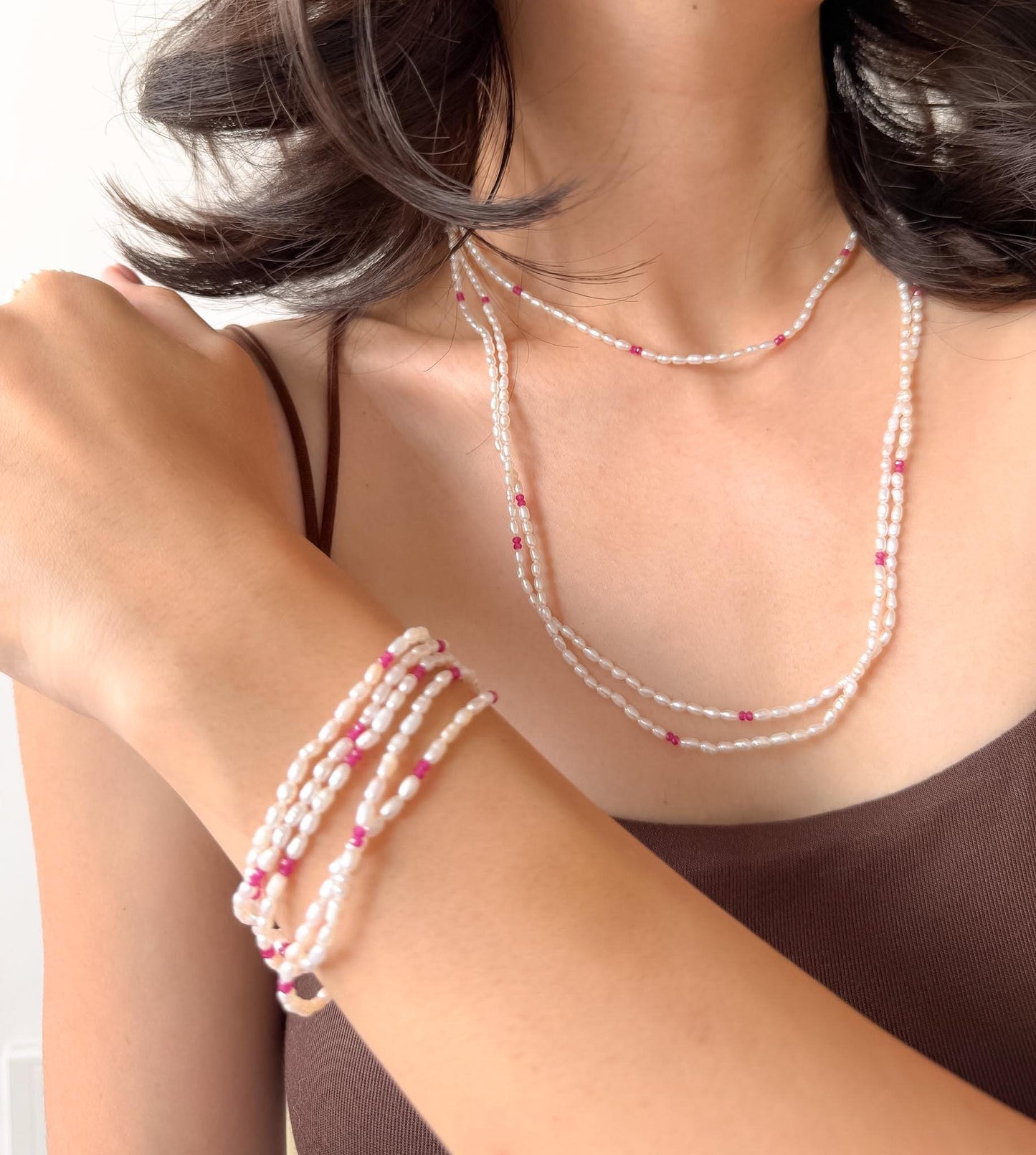 Additional view of layered freshwater pearl bracelet by Le Jardin Perles