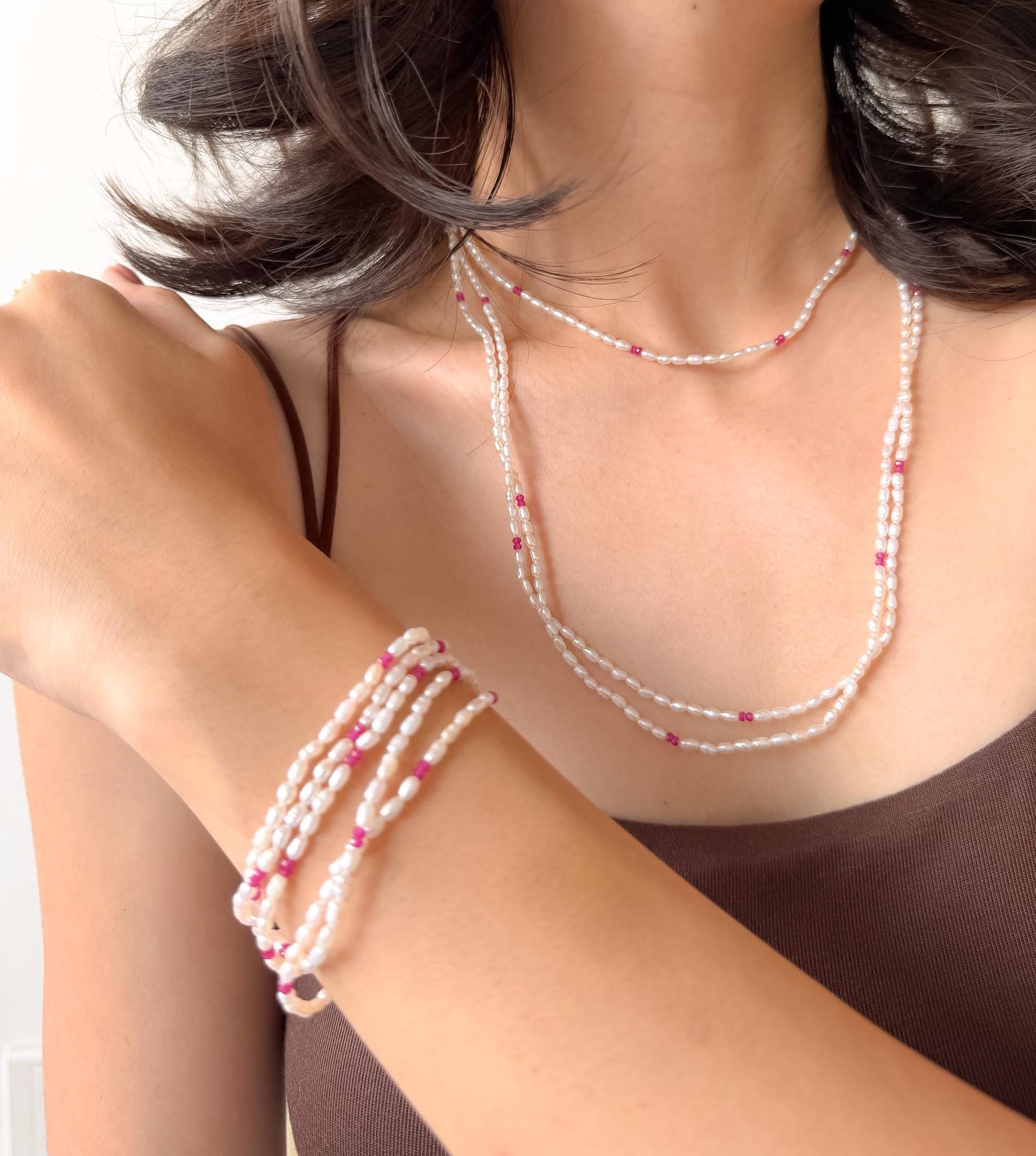 Additional view of layered freshwater pearl bracelet by Le Jardin Perles