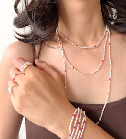 Additional view of layered freshwater pearl bracelet by Le Jardin Perles