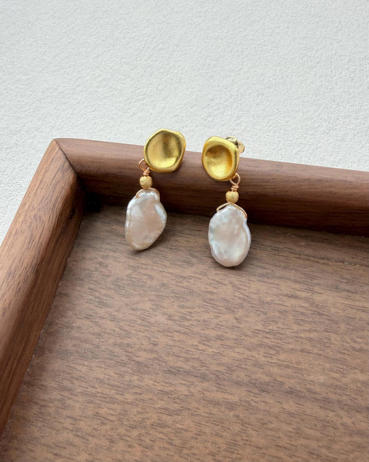 Baroque Keshi Pearl Drop Earrings by Le Jardin Perles