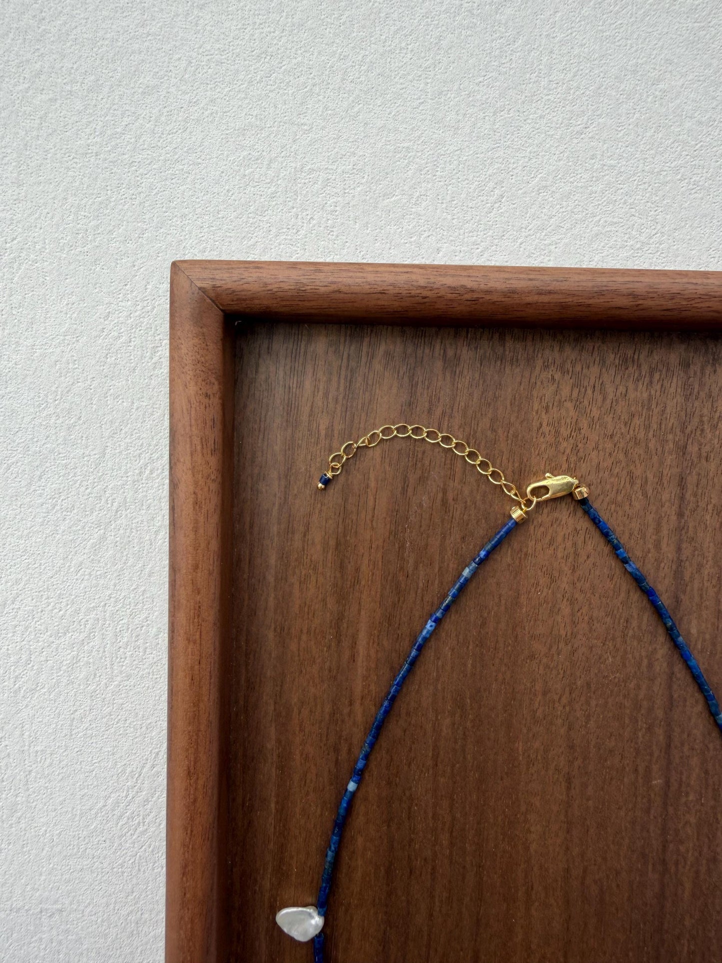 Additional view of lapis lazuli baroque pearl necklace by Le Jardin Perles