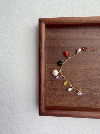 Additional view of summer beach fresh minimalist gold chain jewelry freshwater by Le Jardin Perles