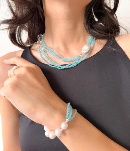 Additional view of blue cat eye bracelet by Le Jardin Perles