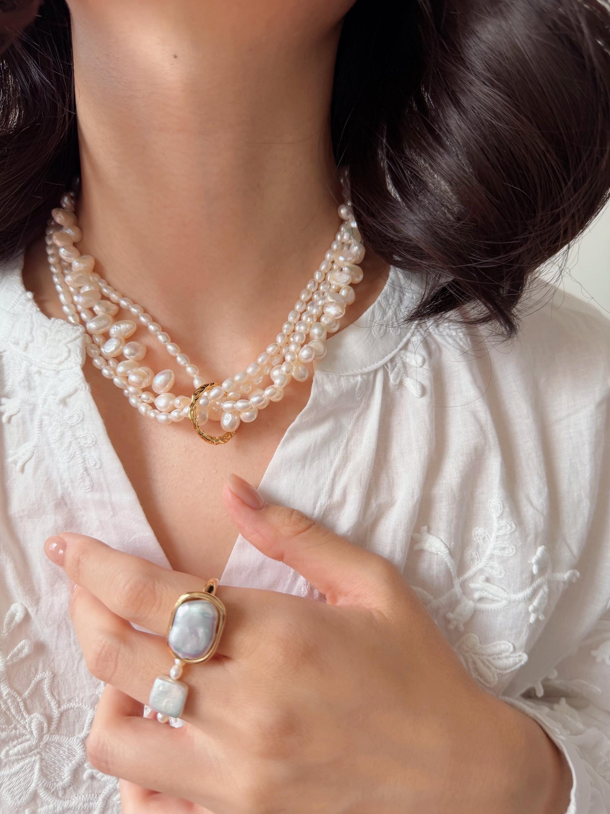Additional view of baroque pearl necklace by Le Jardin Perles
