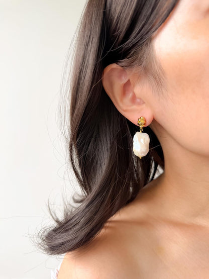 Large Baroque Pearl Drop Earrings by Le Jardin Perles