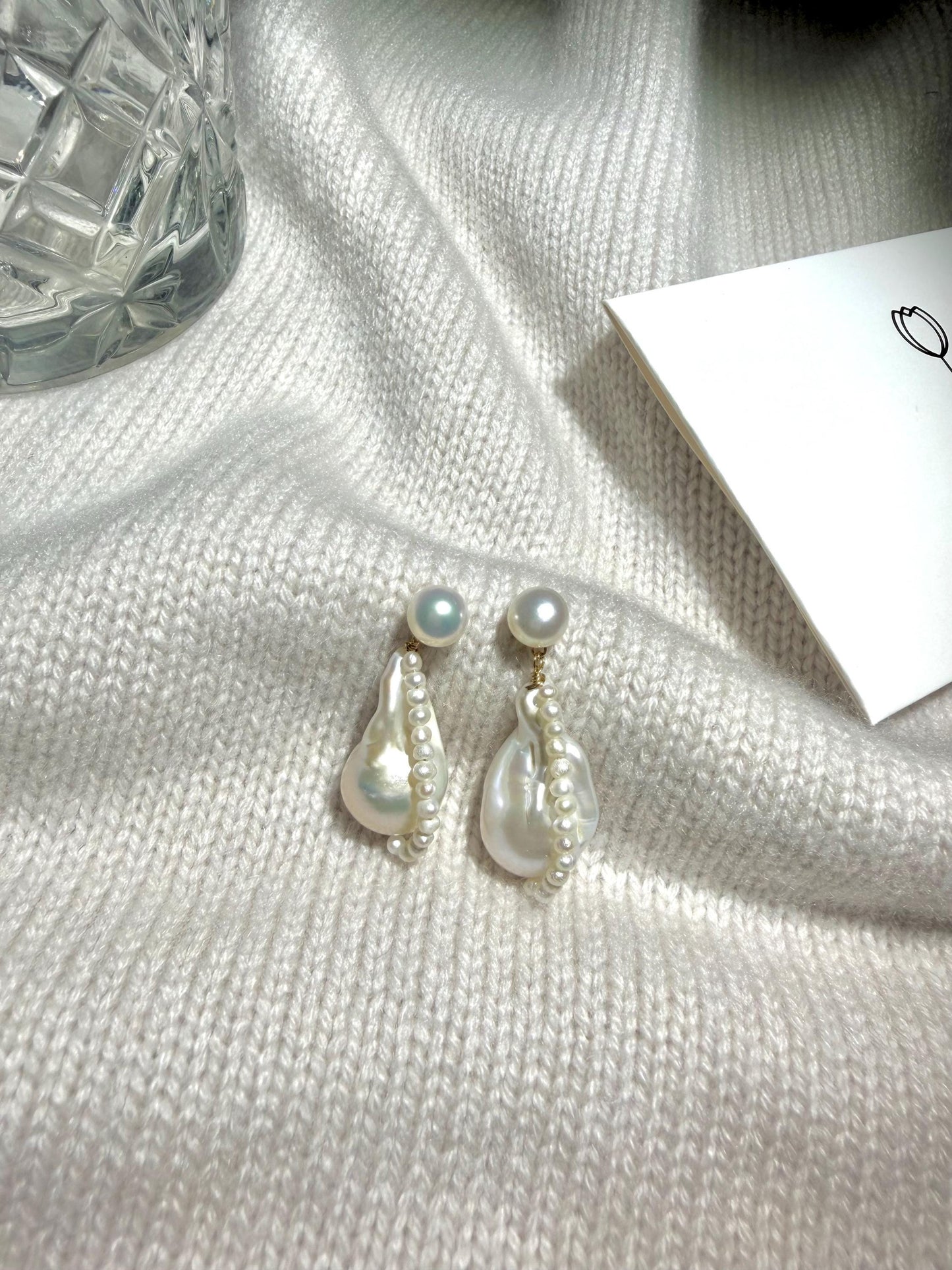 Baroque Pearl Drop Earrings by Le Jardin Perles