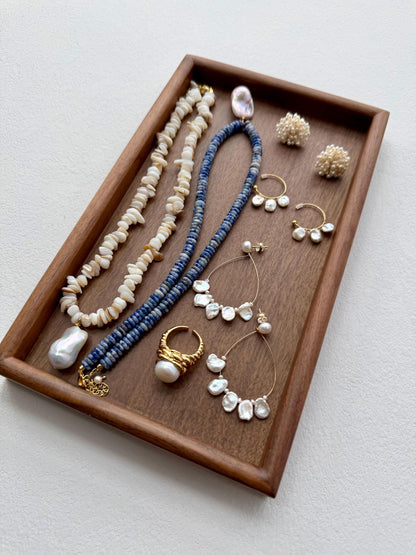 Additional view of ocean blue stone baroque pearl pendant necklace by Le Jardin Perles
