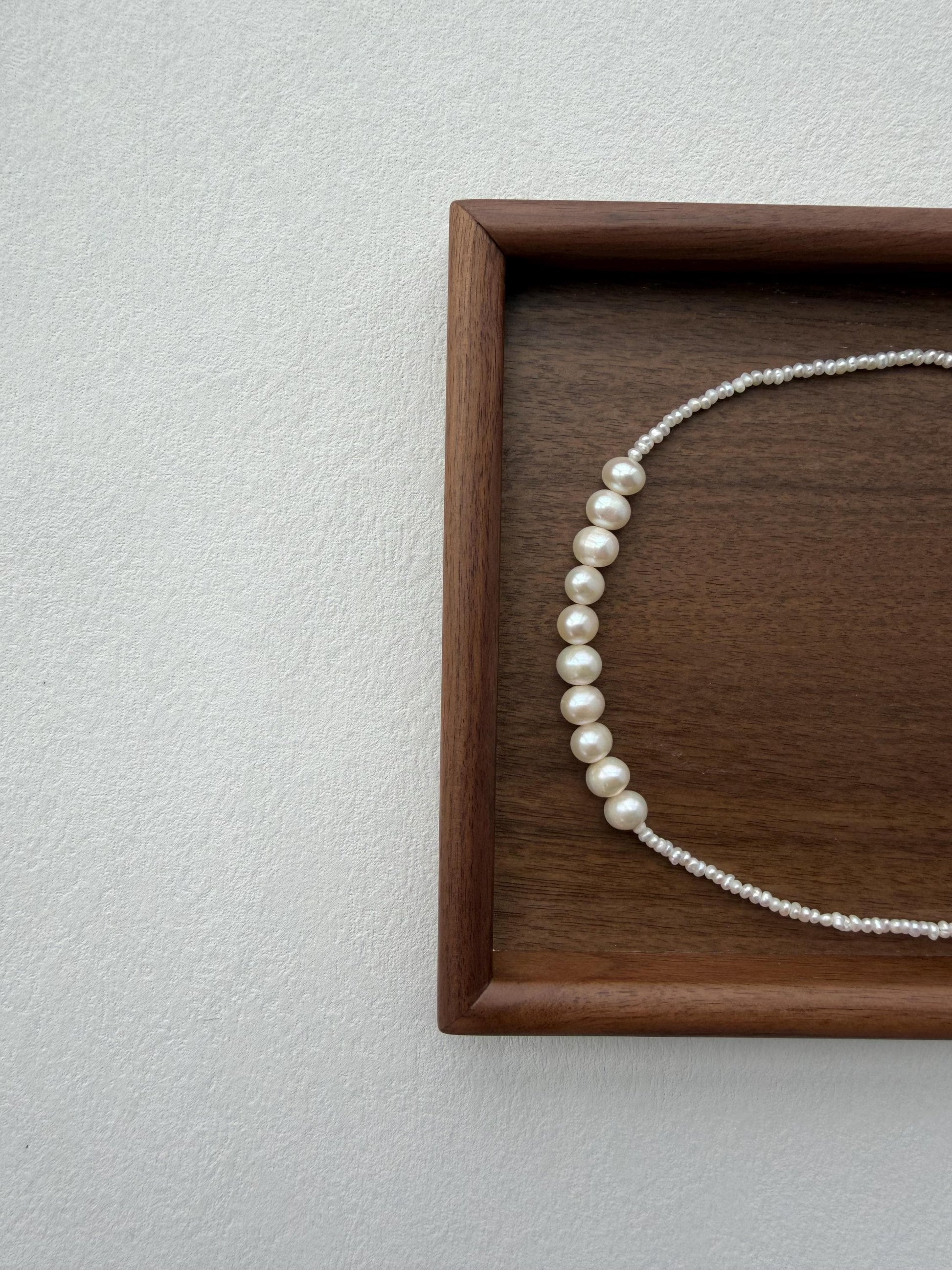Additional view of delicate freshwater pearl beaded necklace by Le Jardin Perles