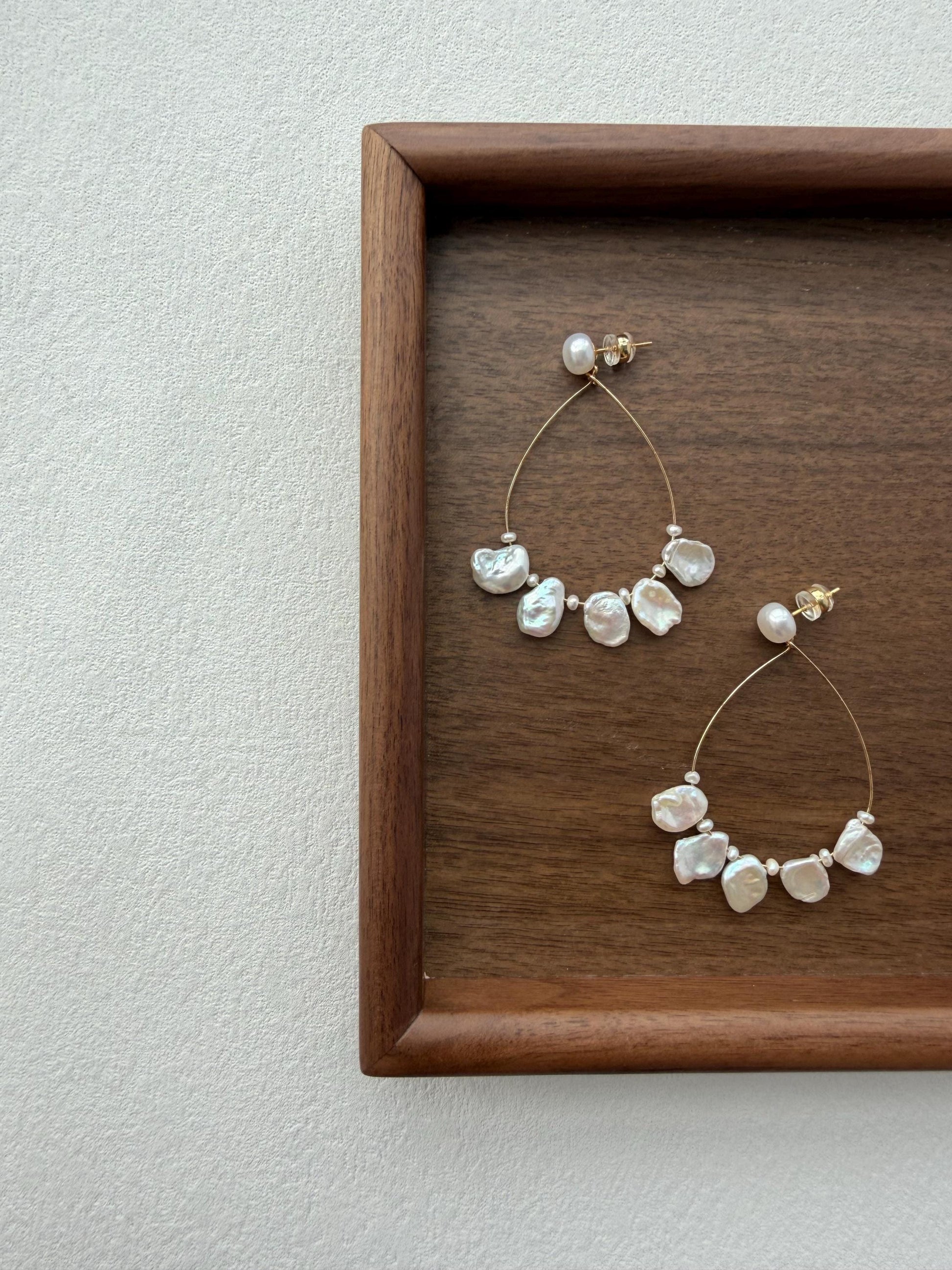 Statement Baroque Keshi Pearl Hoop Beach Earrings by Le Jardin Perles