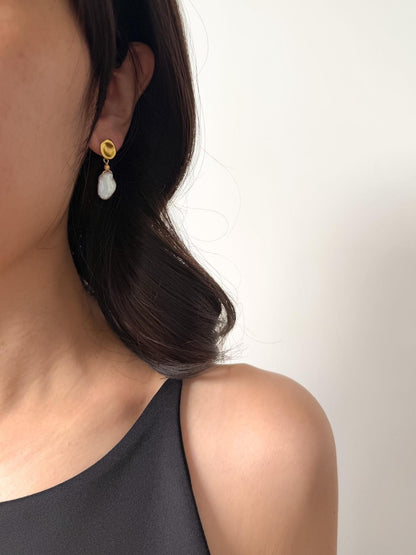 Additional view of baroque keshi pearl drop earrings by Le Jardin Perles