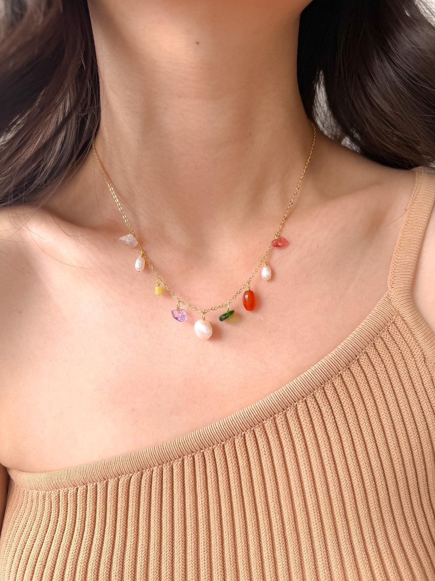 Summer Beach Fresh Minimalist Gold Chain Jewelry Freshwater by Le Jardin Perles