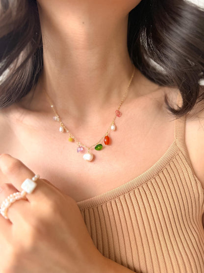 Additional view of summer beach fresh minimalist gold chain jewelry freshwater by Le Jardin Perles