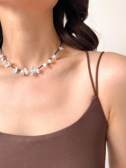 Lapis Lazuli Baroque Pearl Necklace by Le Jardin Perles
