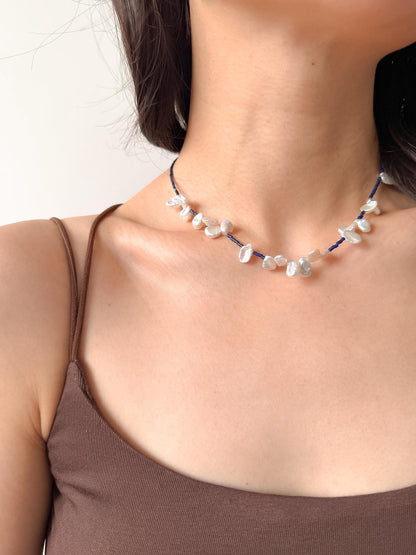 Additional view of lapis lazuli baroque pearl necklace by Le Jardin Perles