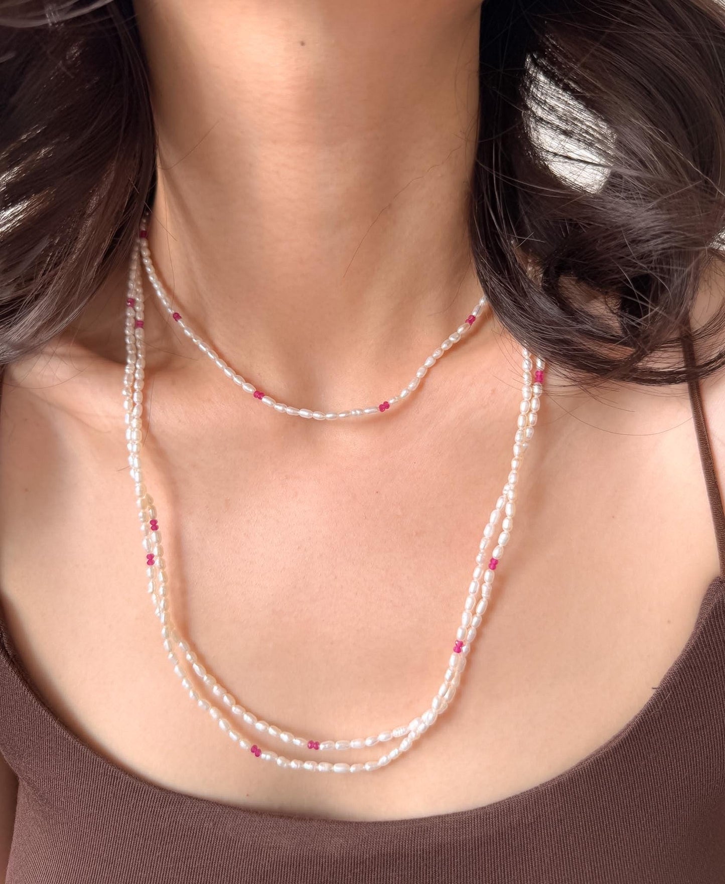 Additional view of layered pearl necklace by Le Jardin Perles