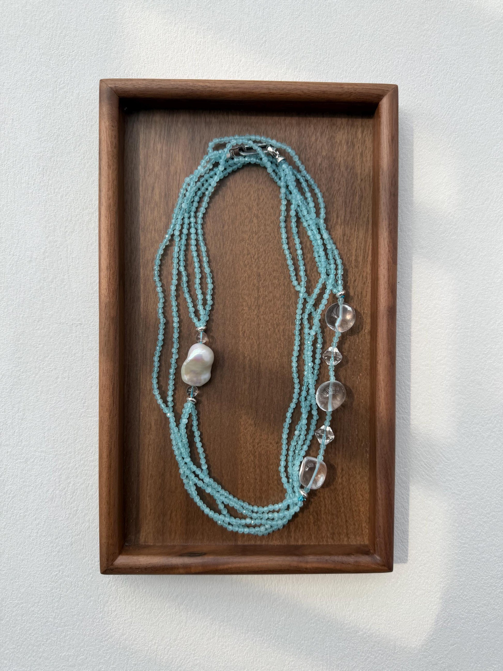 Layered Blue Cat Eye Necklace by Le Jardin Perles