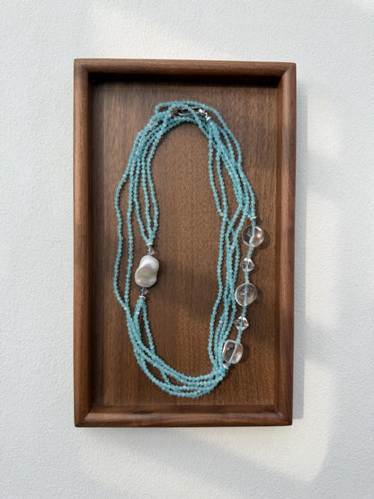 Layered Blue Cat Eye Necklace by Le Jardin Perles