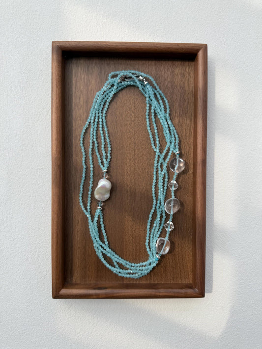 Layered Blue Cat Eye Necklace by Le Jardin Perles