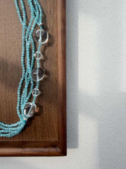 Additional view of layered blue cat eye necklace by Le Jardin Perles