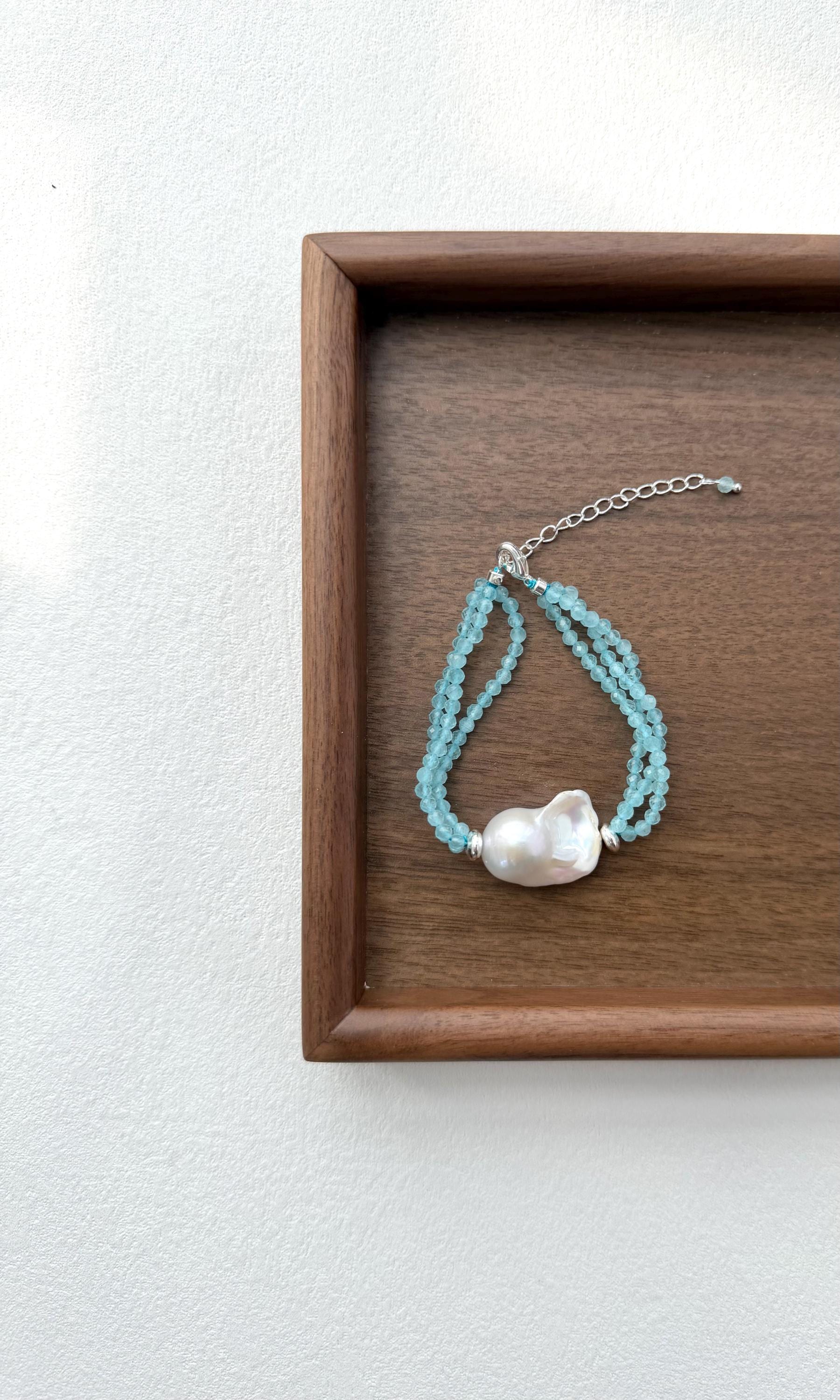 Layered Blue Cat Eye Bracelet by Le Jardin Perles