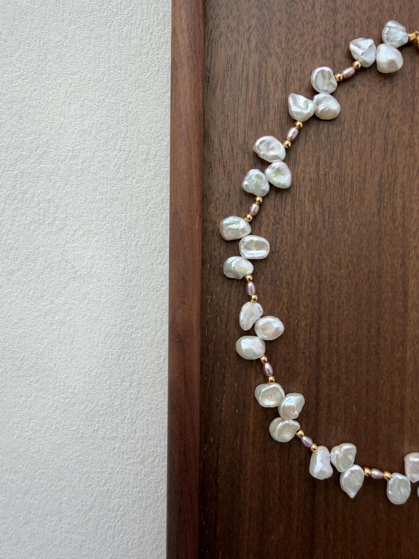 Additional view of baroque keshi pearl necklace by Le Jardin Perles